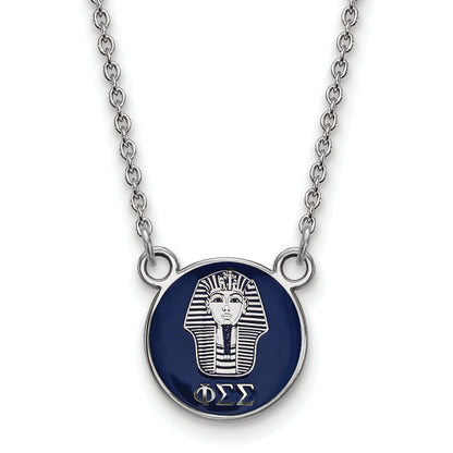 Sterling Silver Rhodium Plated Logoart Phi Sigma Sorority Symbol Small Color Enamel Pendant 18 Inch Necklace