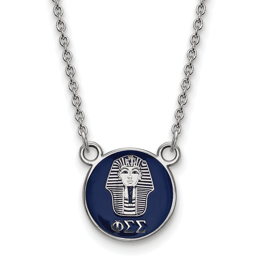 Sterling Silver Rhodium Plated Logoart Phi Sigma Sorority Symbol Small Color Enamel Pendant 18 Inch Necklace