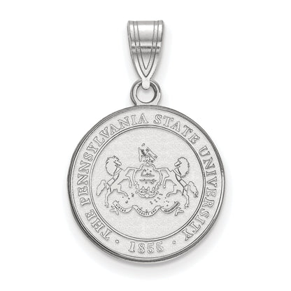 Sterling Silver Rhodium Plated Logoart Penn State University Medium Crest Pendant