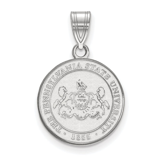 Sterling Silver Rhodium Plated Logoart Penn State University Medium Crest Pendant