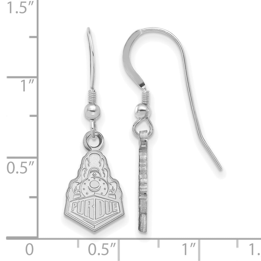 Sterling Silver Rhodium Plated Logoart Purdue University Boilermakers Train Logo Small Dangle Wire Earrings