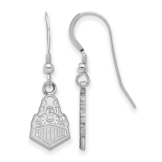 Sterling Silver Rhodium Plated Logoart Purdue University Boilermakers Train Logo Small Dangle Wire Earrings