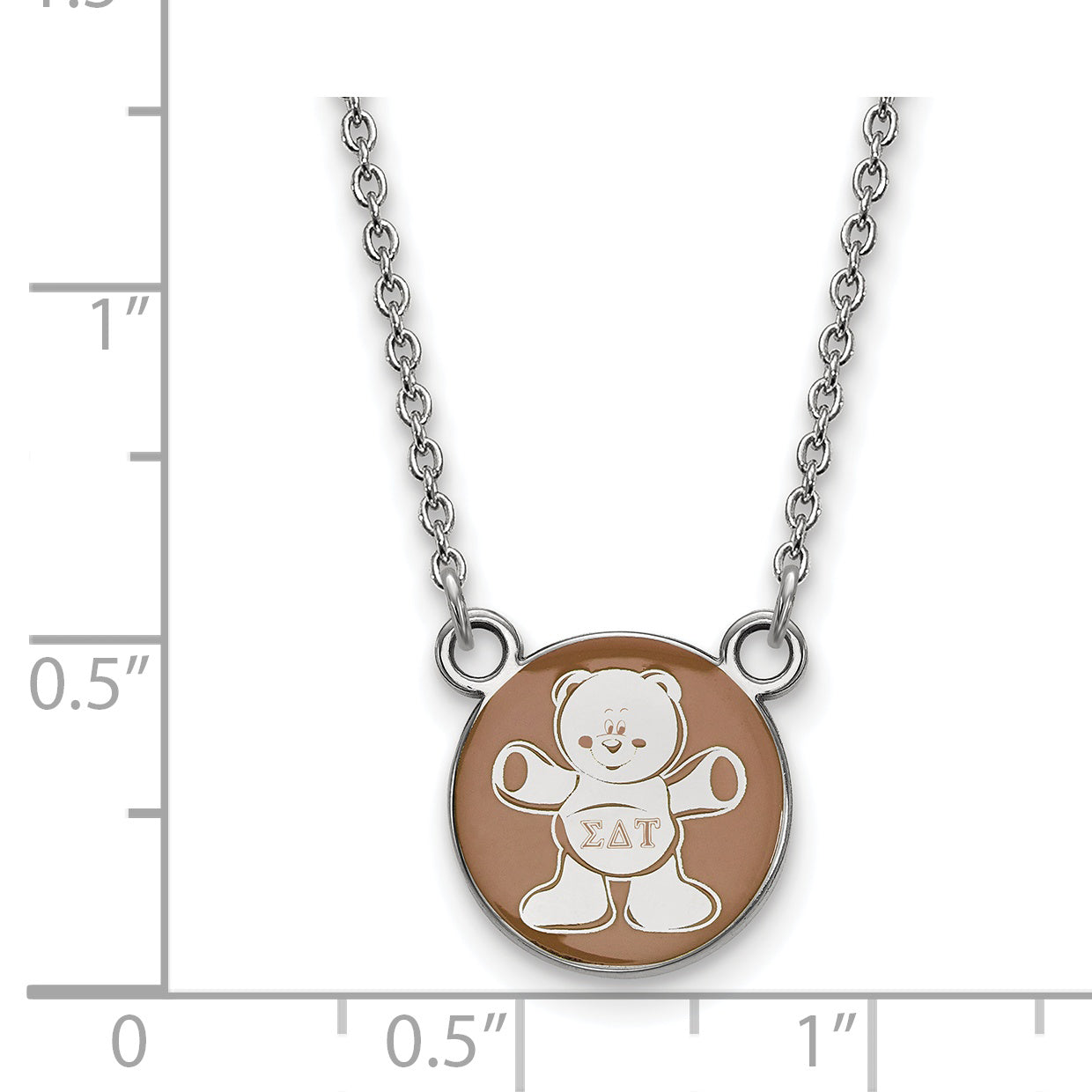 Sterling Silver Rhodium Plated Logoart Sigma Delta Tau Sorority Symbol Small Color Enamel Pendant 18 Inch Necklace