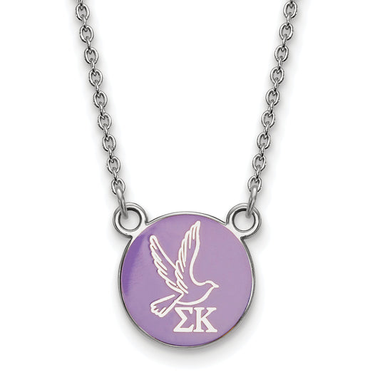 Sterling Silver Rhodium Plated Logoart Sigma Kappa Sorority Symbol Small Color Enamel Pendant 18 Inch Necklace