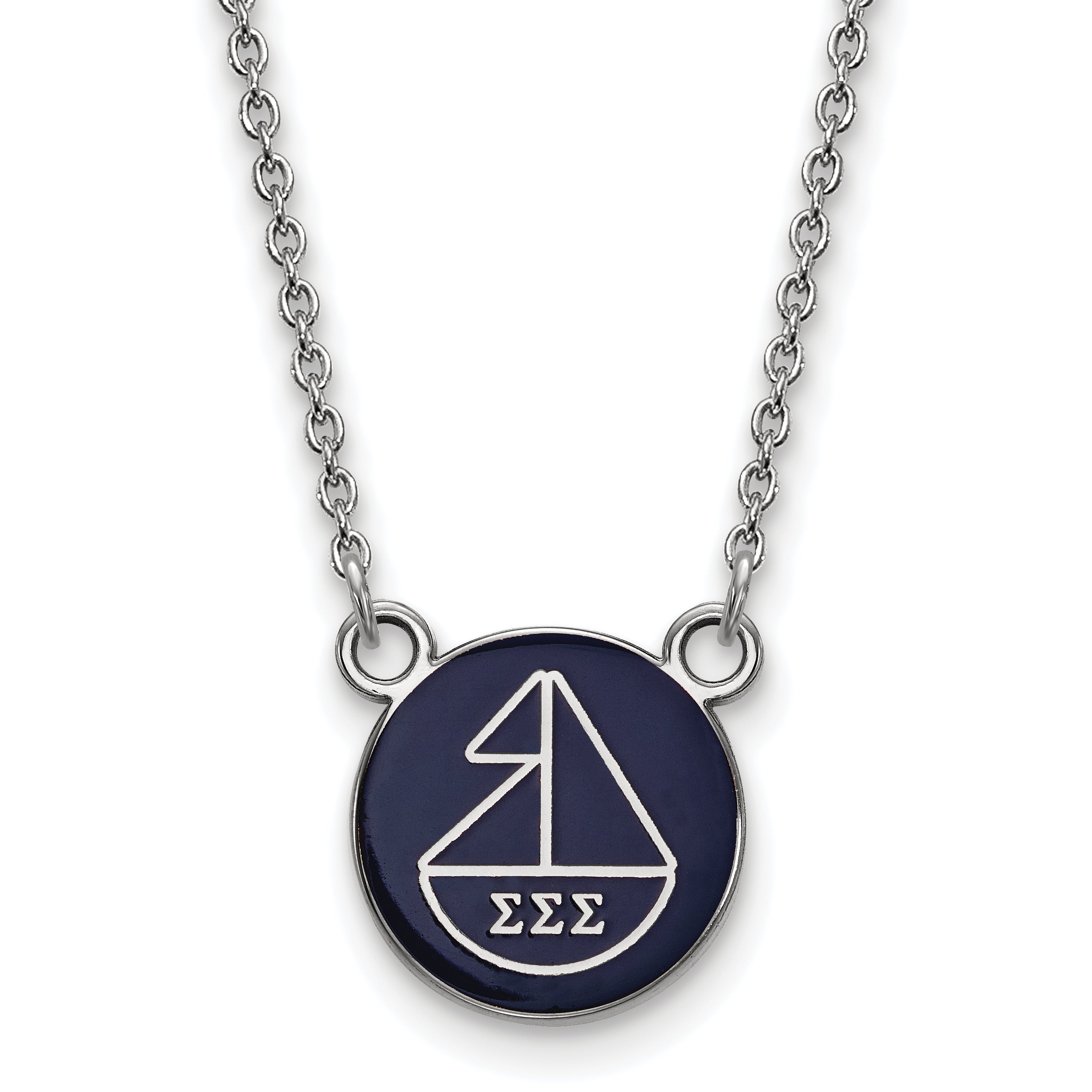 Sterling Silver Rhodium Plated Logoart Sigma Sorority Symbol Small Color Enamel Pendant 18 Inch Necklace