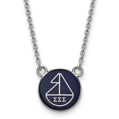Sterling Silver Rhodium Plated Logoart Sigma Sorority Symbol Small Color Enamel Pendant 18 Inch Necklace