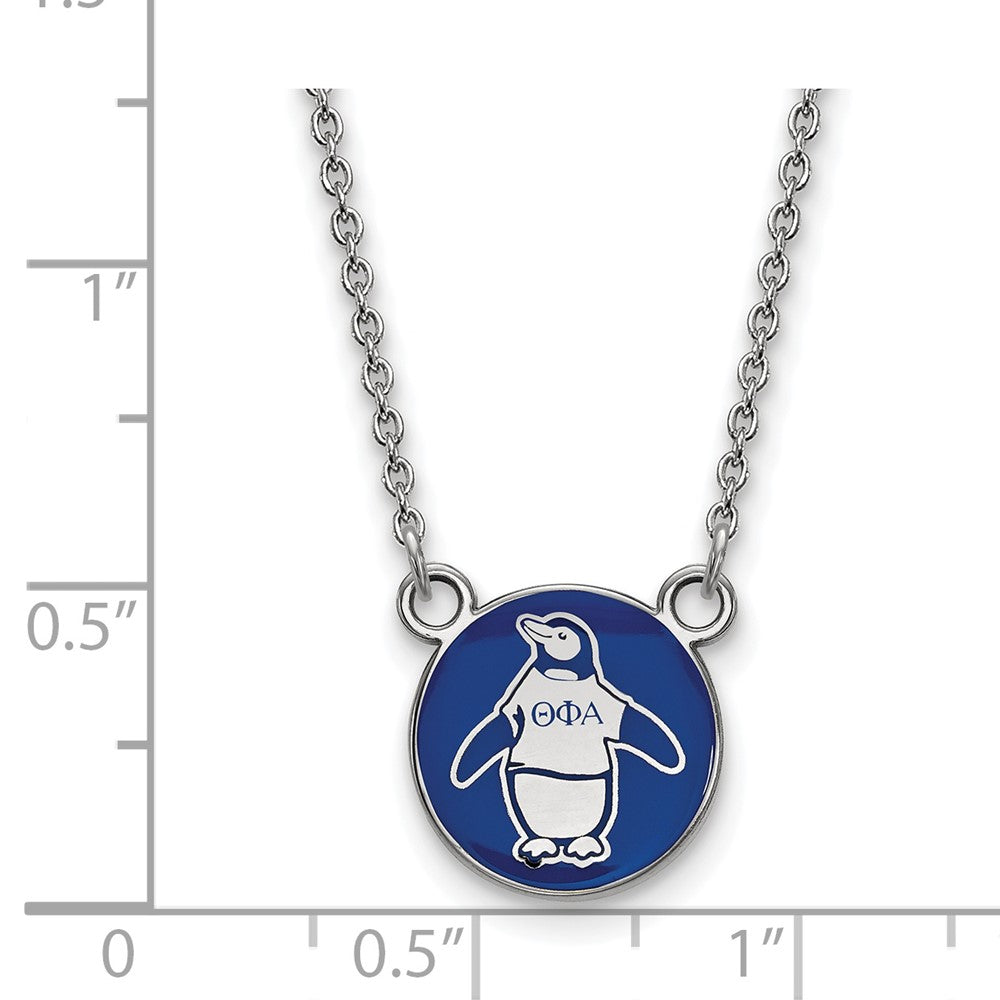 Sterling Silver Rhodium Plated Logoart Theta Phi Alpha Sorority Symbol Small Color Enamel Pendant 18 Inch Necklace