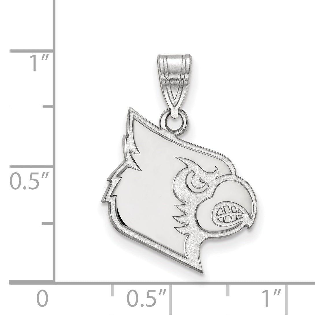 Sterling Silver Rhodium Plated Logoart University Of Louisville Cardinal Large Pendant