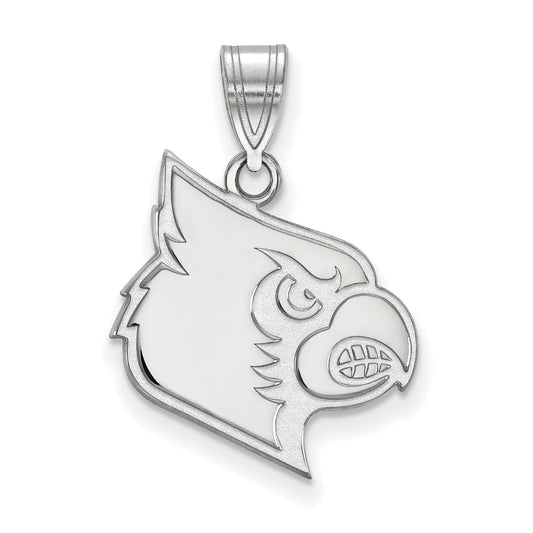 Sterling Silver Rhodium Plated Logoart University Of Louisville Cardinal Large Pendant