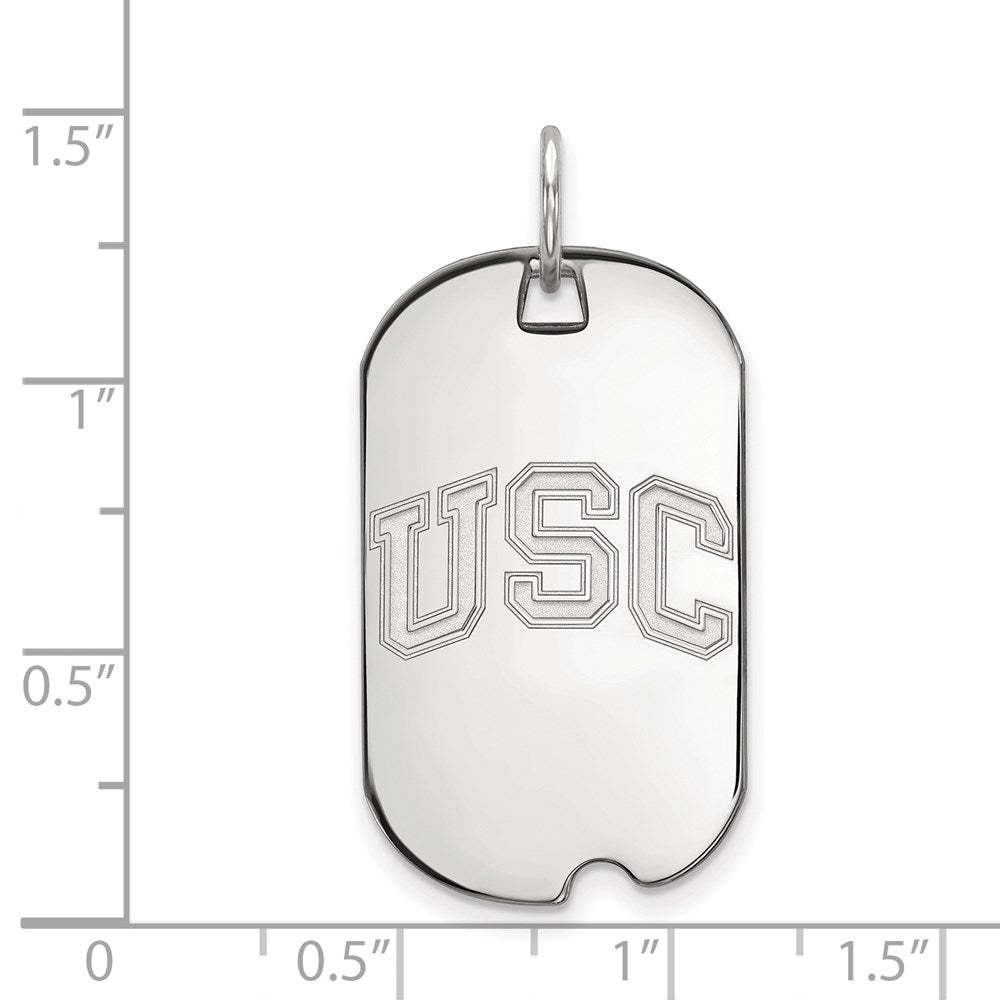 14K White Gold University Of Southern California U S C Small Dog Tag Pendant