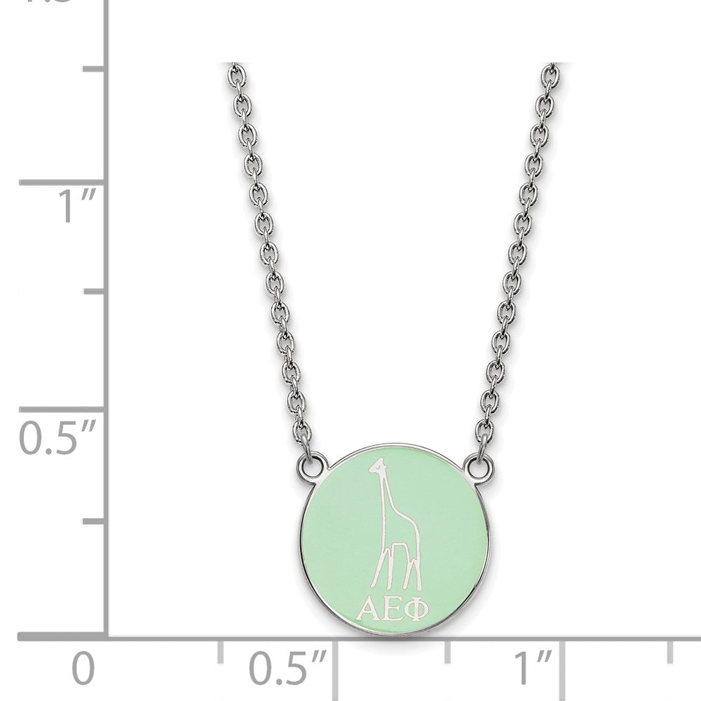 Sterling Silver Rhodium Plated Logoart Alpha Epsilon Phi Sorority Symbol Small Color Enamel Pendant 18 Inch Necklace