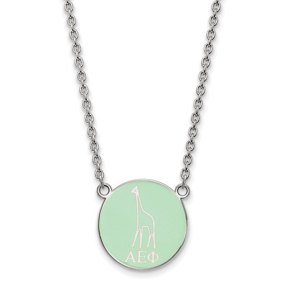 Sterling Silver Rhodium Plated Logoart Alpha Epsilon Phi Sorority Symbol Small Color Enamel Pendant 18 Inch Necklace