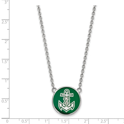 Sterling Silver Rhodium Plated Logoart Alpha Sigma Tau Sorority Symbol Large Color Enamel Pendant 18 Inch Necklace