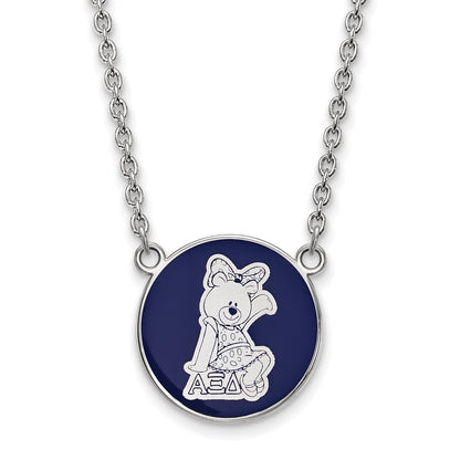 Sterling Silver Rhodium Plated Logoart Alpha Xi Delta Sorority Symbol Large Color Enamel Pendant 18 Inch Necklace