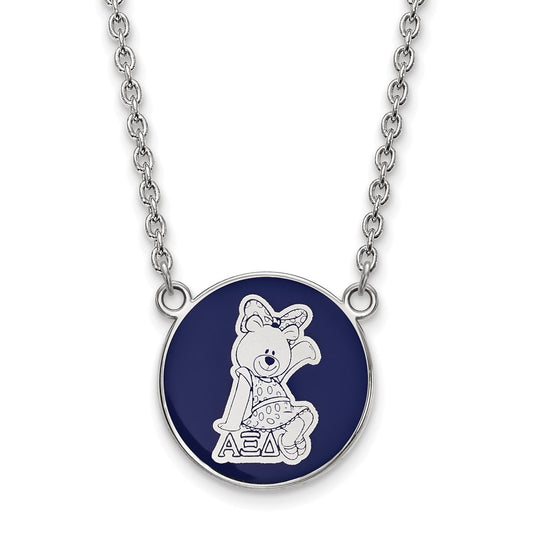 Sterling Silver Rhodium Plated Logoart Alpha Xi Delta Sorority Symbol Large Color Enamel Pendant 18 Inch Necklace