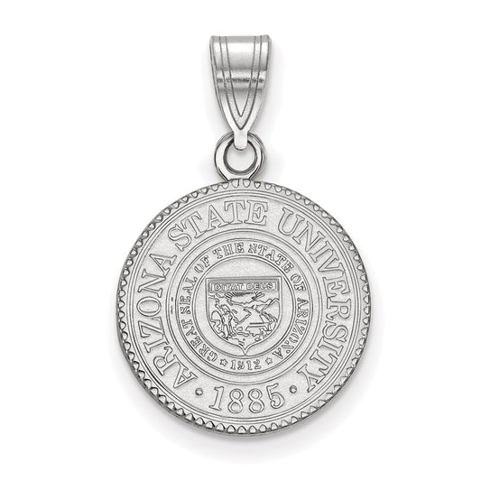 Sterling Silver Rhodium Plated Logoart Arizona State University Medium Crest Pendant