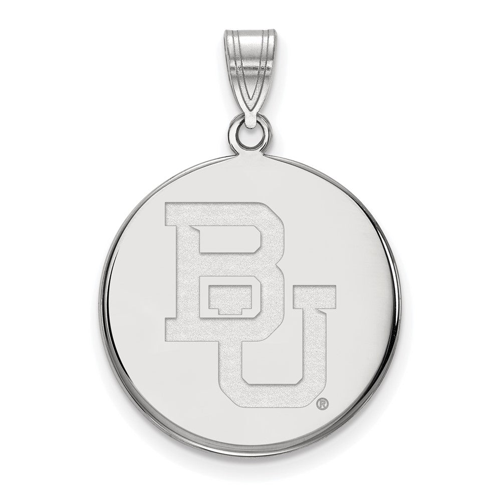 Sterling Silver Rhodium Plated Logoart Baylor University Bears Large Disc Pendant