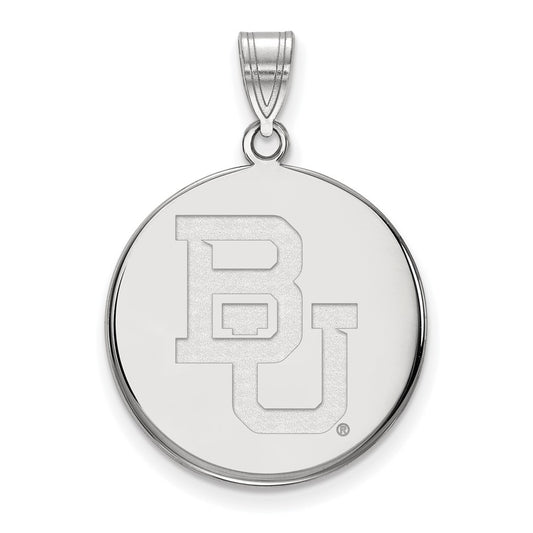 Sterling Silver Rhodium Plated Logoart Baylor University Bears Large Disc Pendant