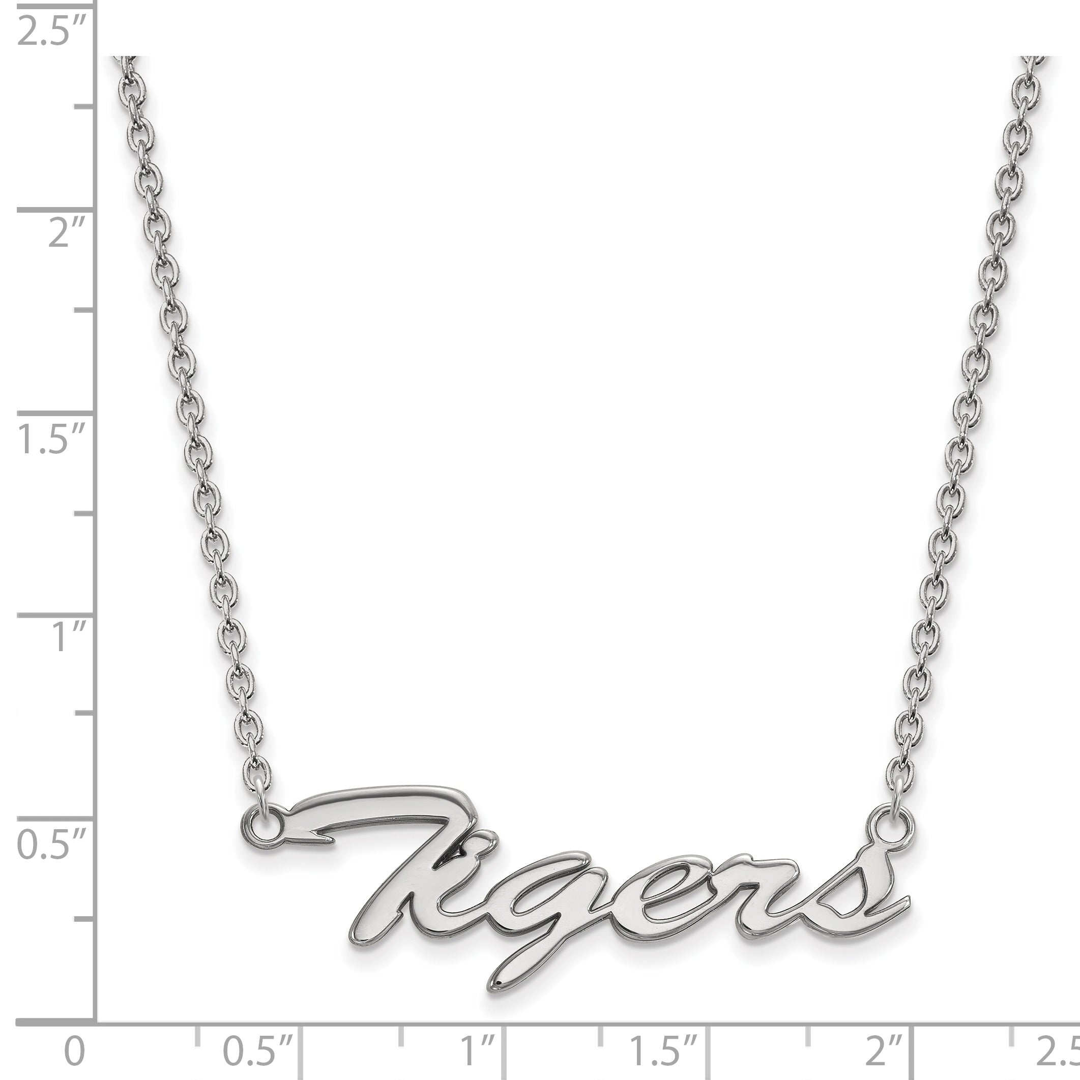 Sterling Silver Rhodium Plated Logoart Clemson University Tigers Large Script 18 Inch Necklace