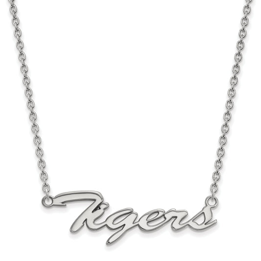 Sterling Silver Rhodium Plated Logoart Clemson University Tigers Large Script 18 Inch Necklace