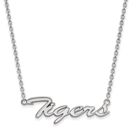 10K White Gold Logoart Clemson University Tigers Script 18 Inch Necklace