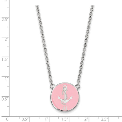 Sterling Silver Rhodium Plated Logoart Delta Gamma Sorority Symbol Large Color Enamel Pendant 18 Inch Necklace