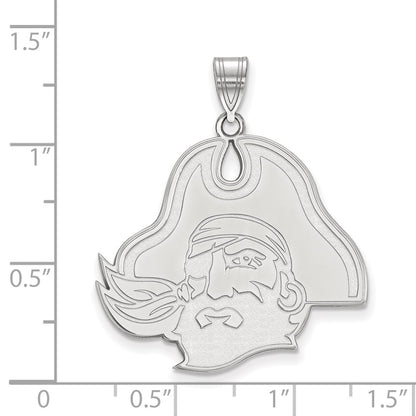 Sterling Silver Rhodium Plated Logoart East Carolina University Pirate Extra Large Pendant