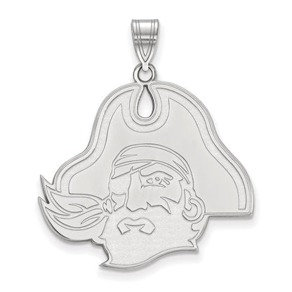 Sterling Silver Rhodium Plated Logoart East Carolina University Pirate Extra Large Pendant