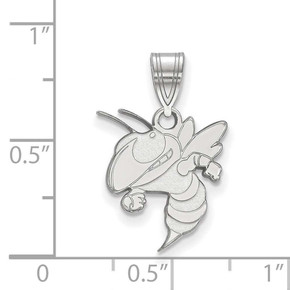 Sterling Silver Rhodium Plated Logoart Georgia Institute Of Technology Yellow Jacket Medium Pendant