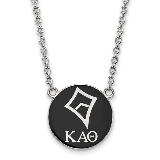 Sterling Silver Rhodium Plated Logoart Kappa Alpha Theta Sorority Symbol Large Color Enamel Pendant 18 Inch Necklace