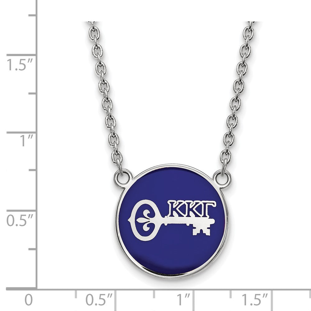 Sterling Silver Rhodium Plated Logoart Kappa Gamma Sorority Symbol Large Color Enamel Pendant 18 Inch Necklace