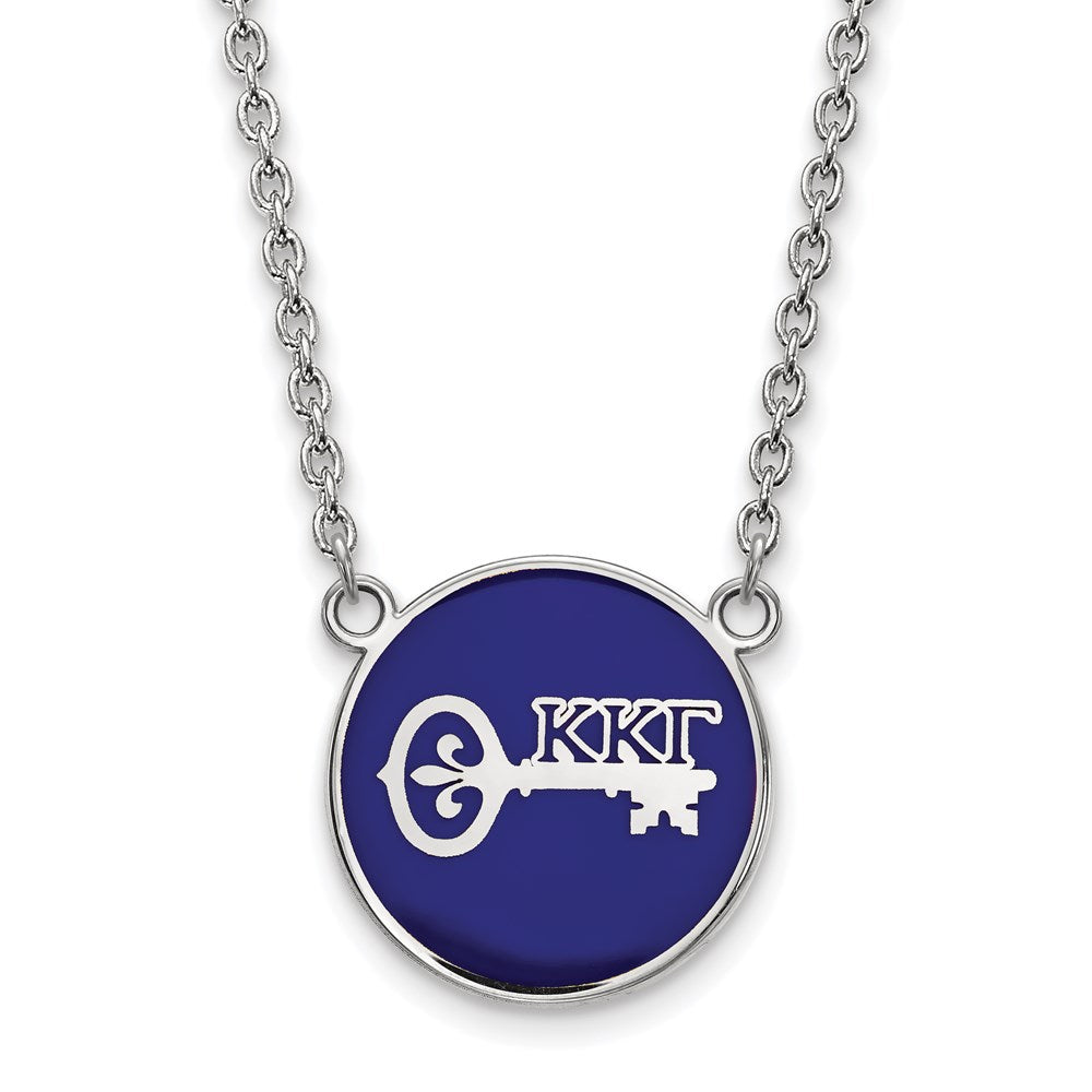 Sterling Silver Rhodium Plated Logoart Kappa Gamma Sorority Symbol Large Color Enamel Pendant 18 Inch Necklace
