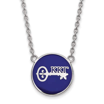 Sterling Silver Rhodium Plated Logoart Kappa Gamma Sorority Symbol Large Color Enamel Pendant 18 Inch Necklace