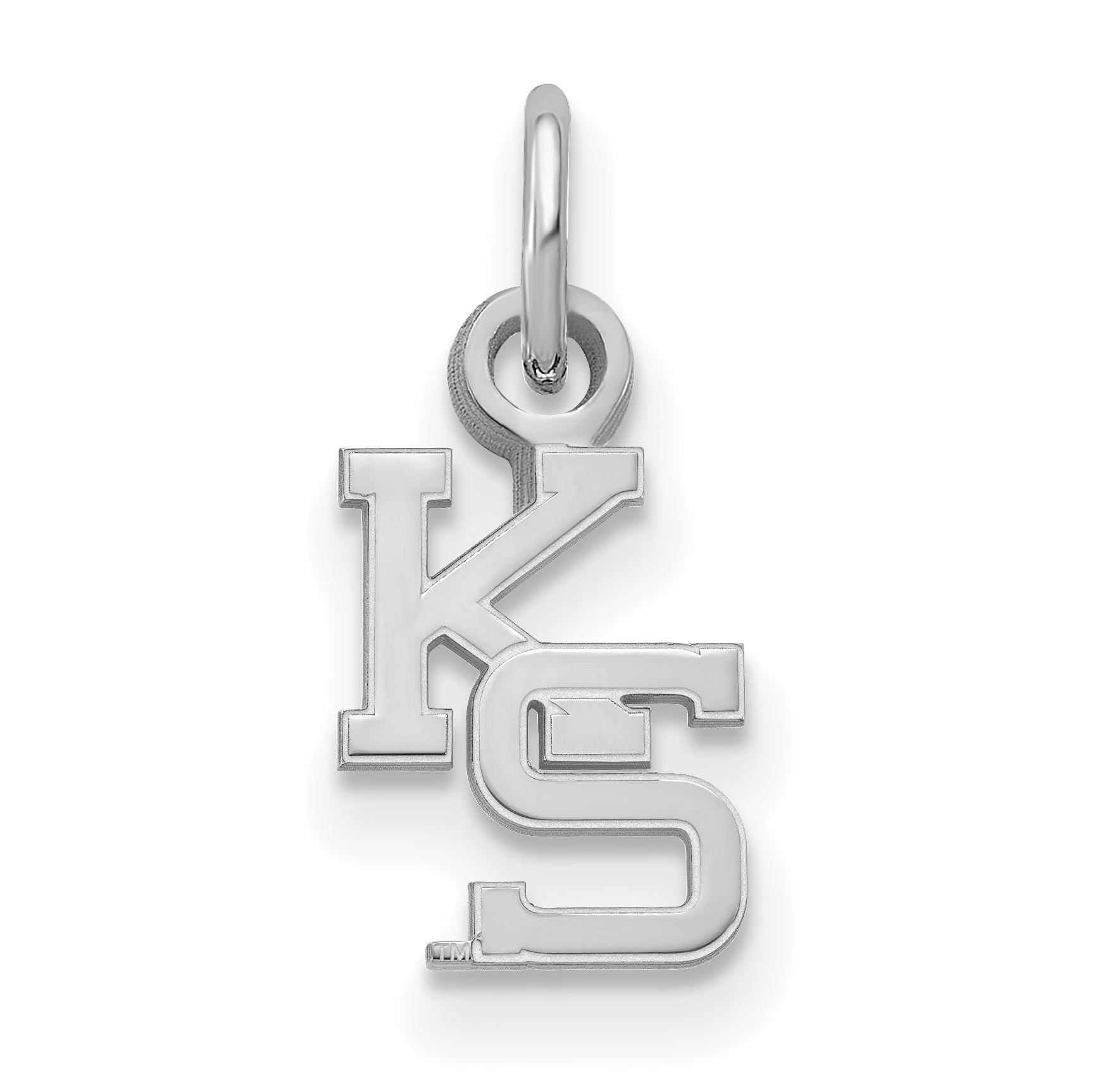 Sterling Silver Rhodium Plated Logoart Kansas State University K S Extra Small Pendant