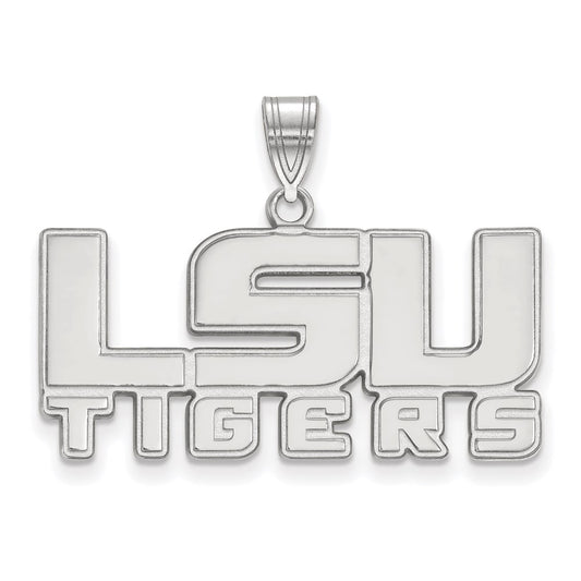 10K White Gold Logoart Louisiana State University L S U Tigers Medium Pendant