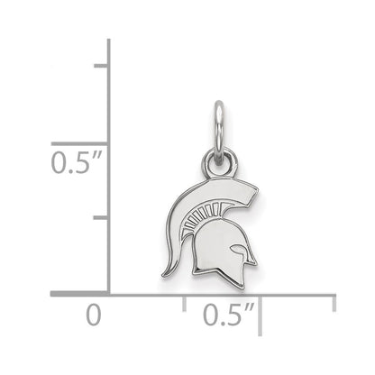 14K White Gold Logoart Michigan State University Spartan Extra Small Pendant