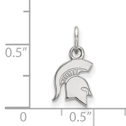 Sterling Silver Rhodium Plated Logoart Michigan State University Spartan Extra Small Pendant