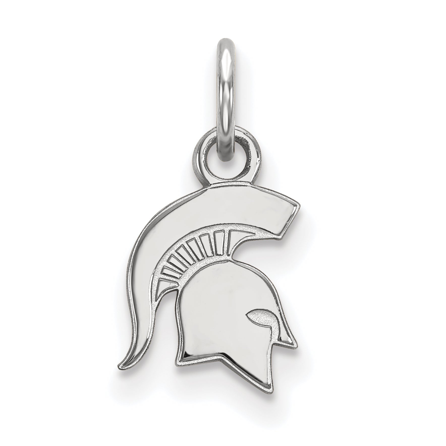 Sterling Silver Rhodium Plated Logoart Michigan State University Spartan Extra Small Pendant
