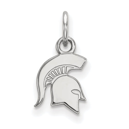 Sterling Silver Rhodium Plated Logoart Michigan State University Spartan Extra Small Pendant