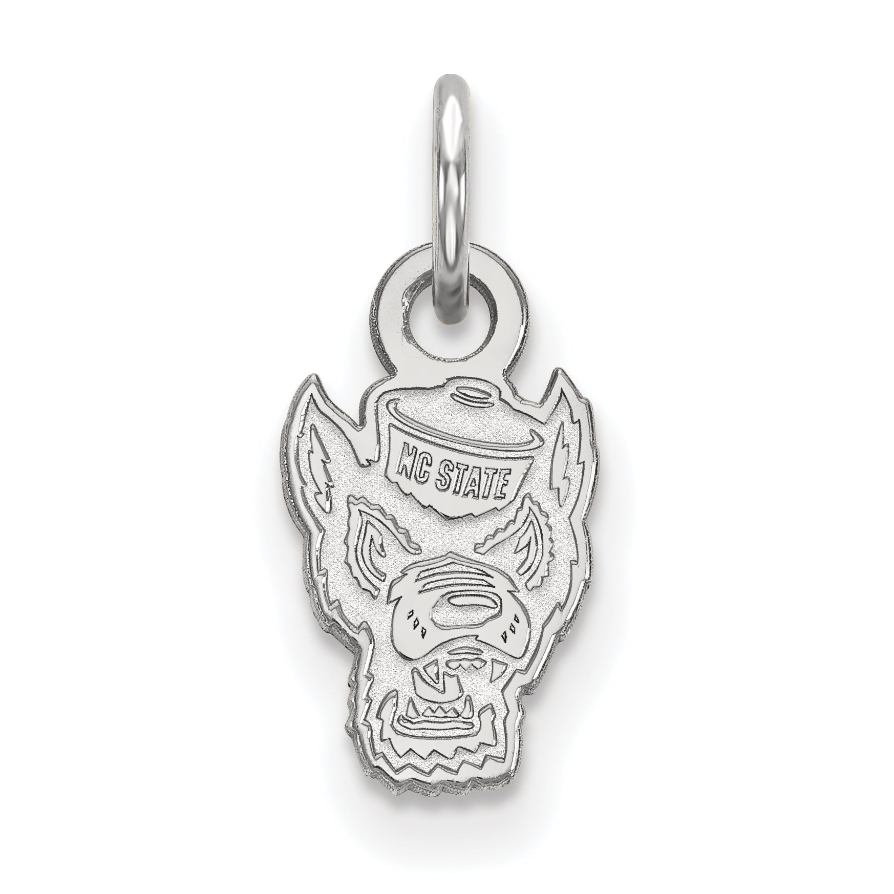 Sterling Silver Rhodium Plated Logoart North Carolina State University Wolf Extra Small Pendant