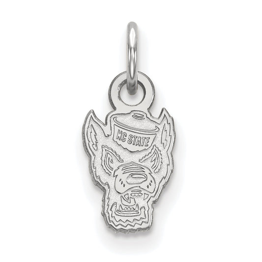 Sterling Silver Rhodium Plated Logoart North Carolina State University Wolf Extra Small Pendant