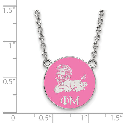 Sterling Silver Rhodium Plated Logoart Phi Mu Sorority Symbol Small Color Enamel Pendant 18 Inch Necklace