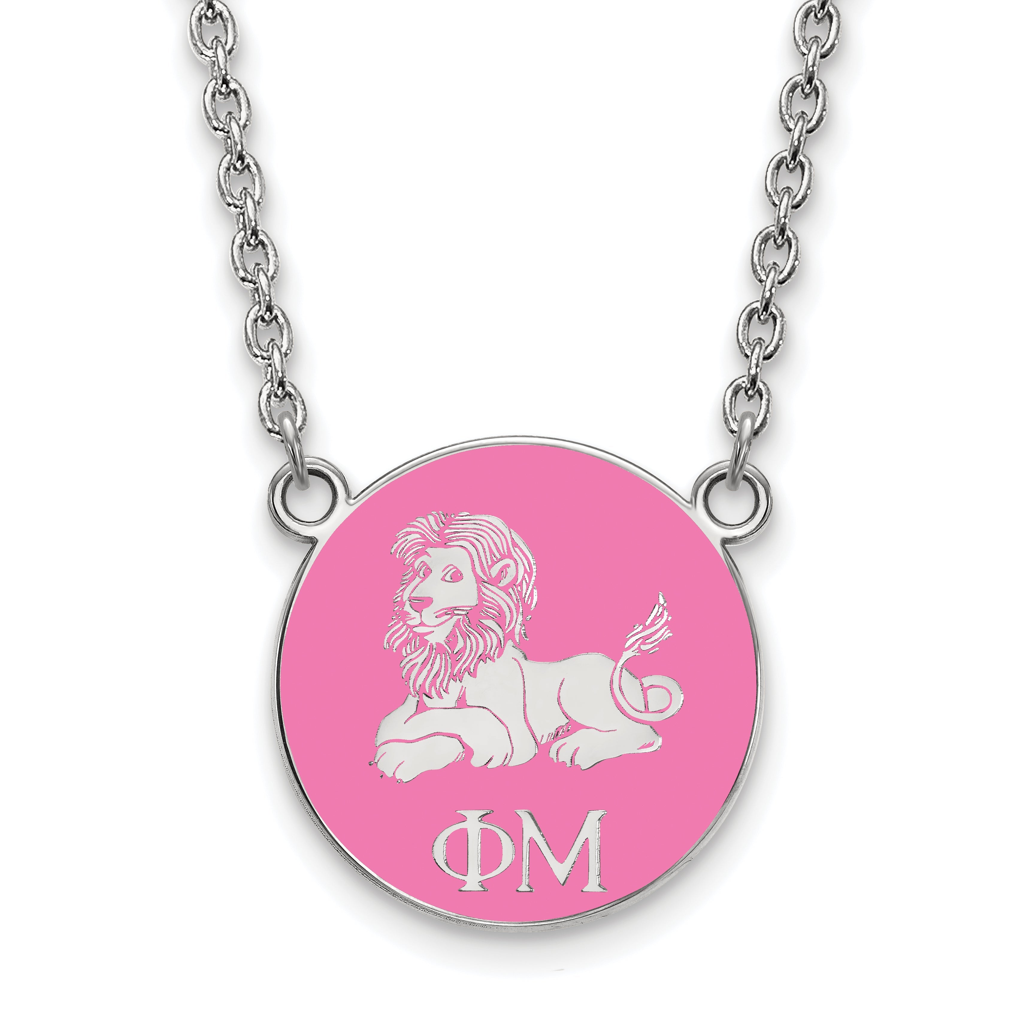 Sterling Silver Rhodium Plated Logoart Phi Mu Sorority Symbol Small Color Enamel Pendant 18 Inch Necklace