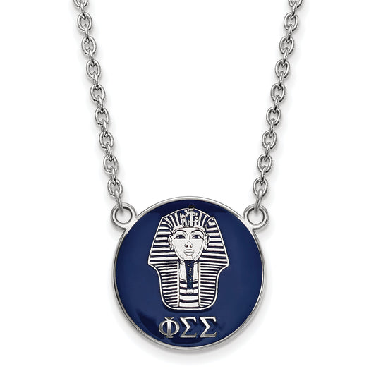Sterling Silver Rhodium Plated Logoart Phi Sigma Sorority Symbol Large Color Enamel Pendant 18 Inch Necklace