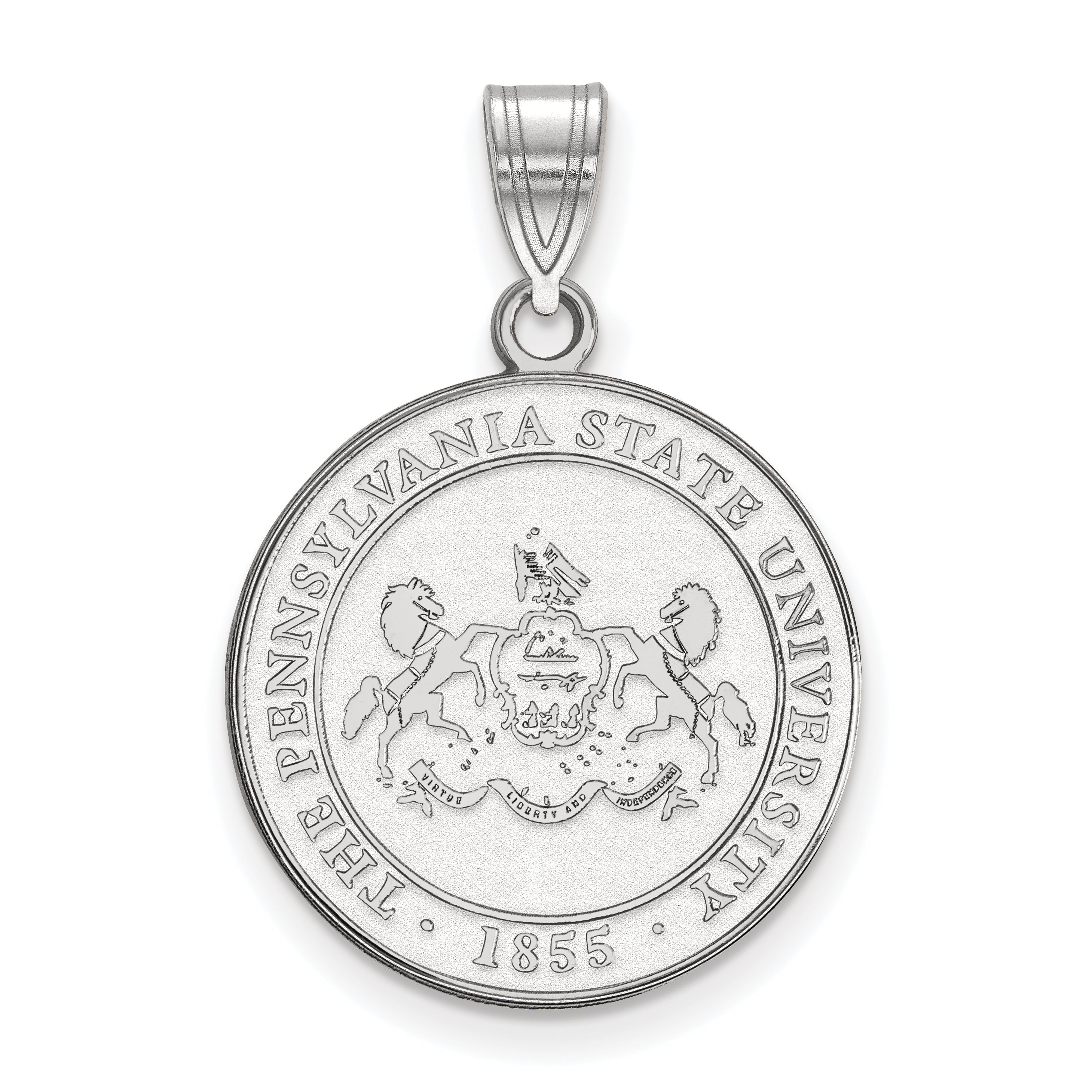 Sterling Silver Rhodium Plated Logoart Penn State University Large Crest Pendant