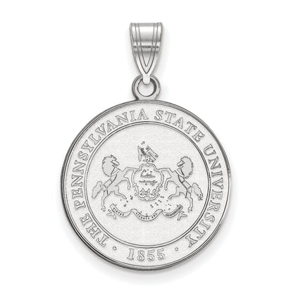 Sterling Silver Rhodium Plated Logoart Penn State University Large Crest Pendant