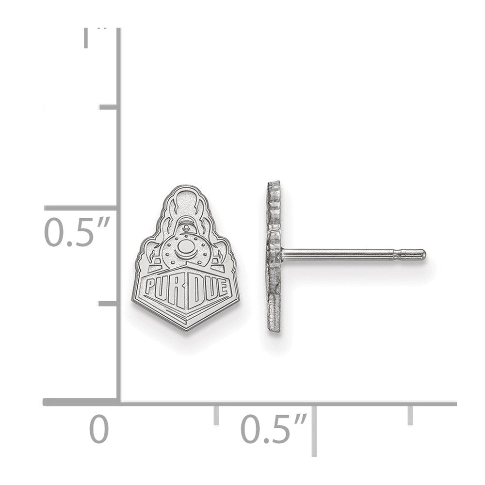 14K White Gold Logoart Purdue University Boilermakers Train Logo Extra Small Post Earrings
