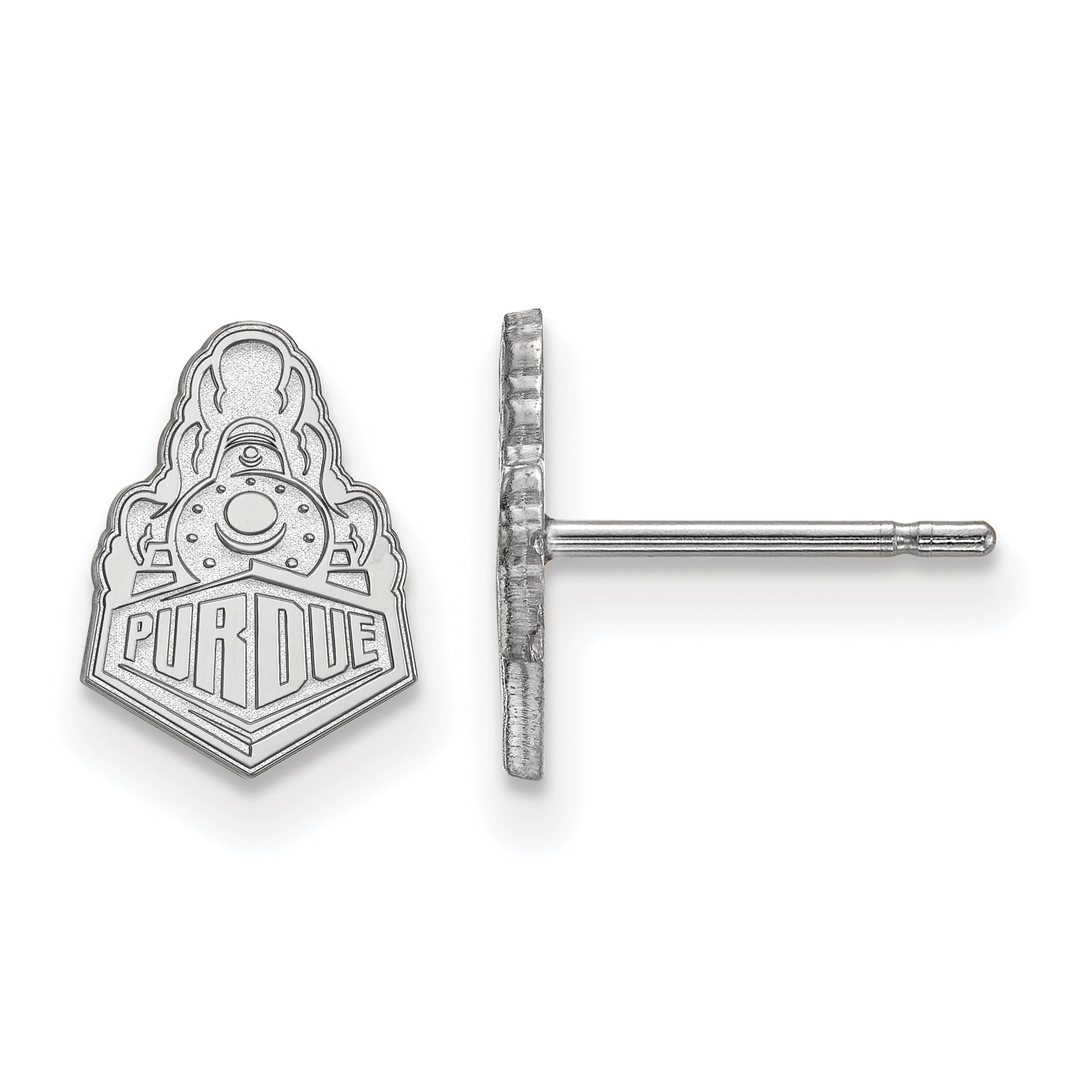 Sterling Silver Rhodium Plated Logoart Purdue University Boilermakers Train Logo Extra Small Post Earrings