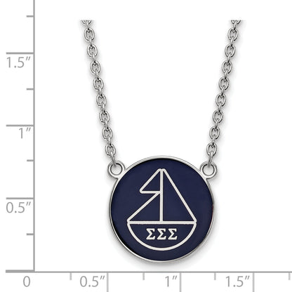 Sterling Silver Rhodium Plated Logoart Sigma Sorority Symbol Large Color Enamel Pendant 18 Inch Necklace