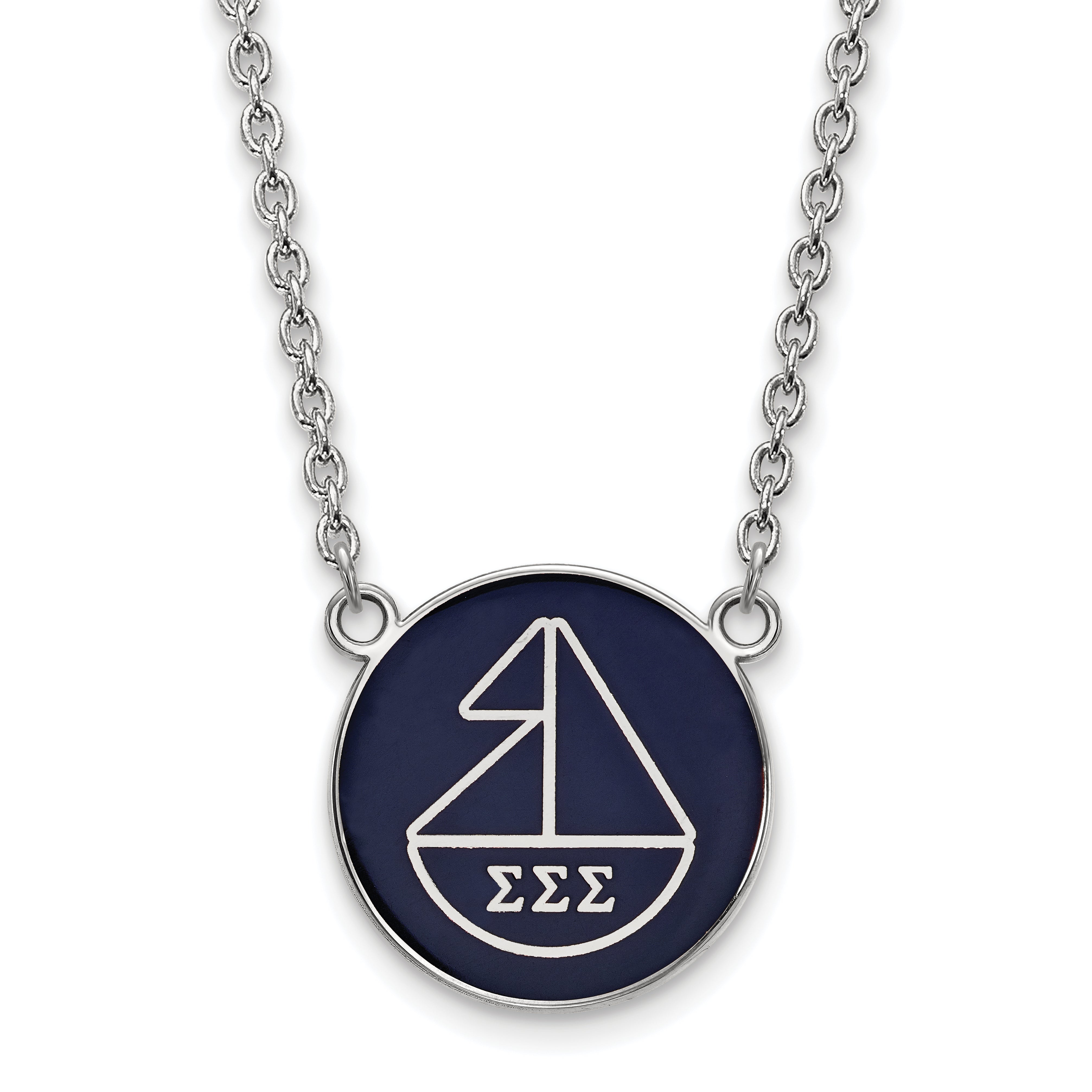 Sterling Silver Rhodium Plated Logoart Sigma Sorority Symbol Large Color Enamel Pendant 18 Inch Necklace